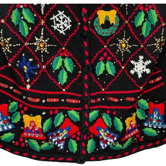 Vintage Designers Originals Studio Ho Ho Ho Christmas‎ Cardigan Sweater - Picture 5 of 6